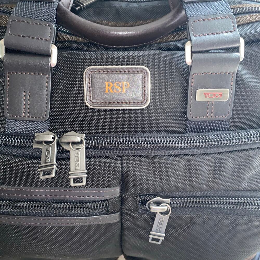 TUMI $399 Alpha Bravo Andersen Slim Commuter Briefcase Ballistic Black Brown EUC - Picture 5 of 16